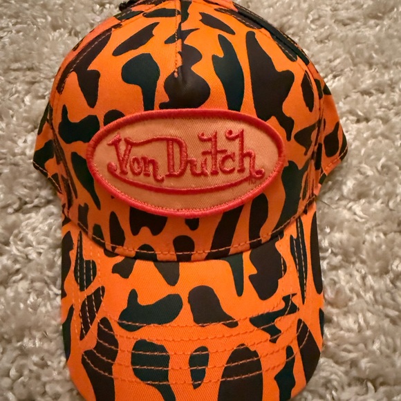 NWT Von Dutch Cap in Orange and Black Camo